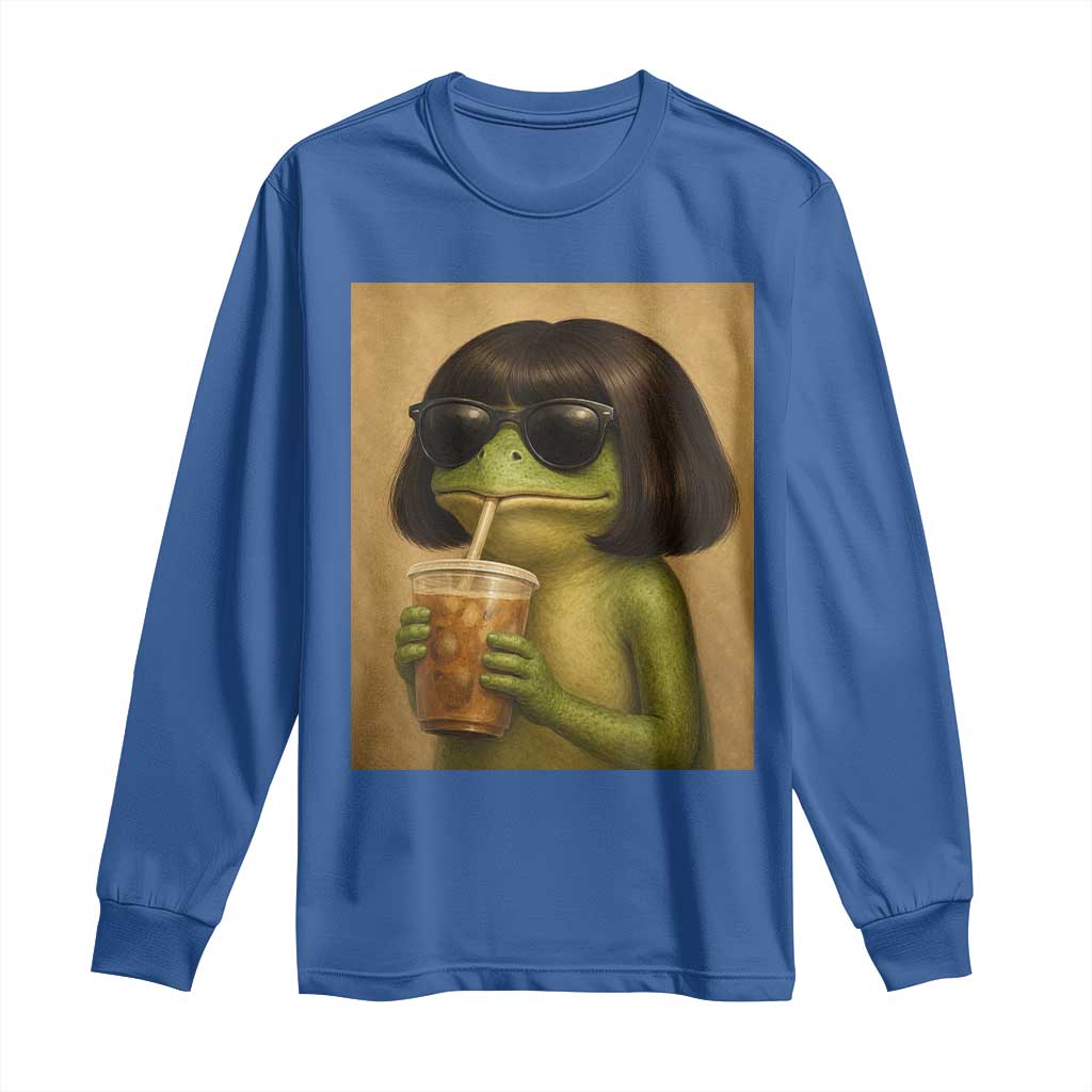 Funny Frog Bob Haircut Renaissance Painting Meme Long Sleeve Shirt TS02 Royal Blue Print Your Wear
