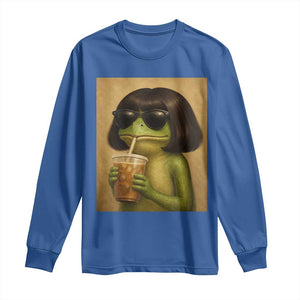Funny Frog Bob Haircut Renaissance Painting Meme Long Sleeve Shirt TS02 Royal Blue Print Your Wear