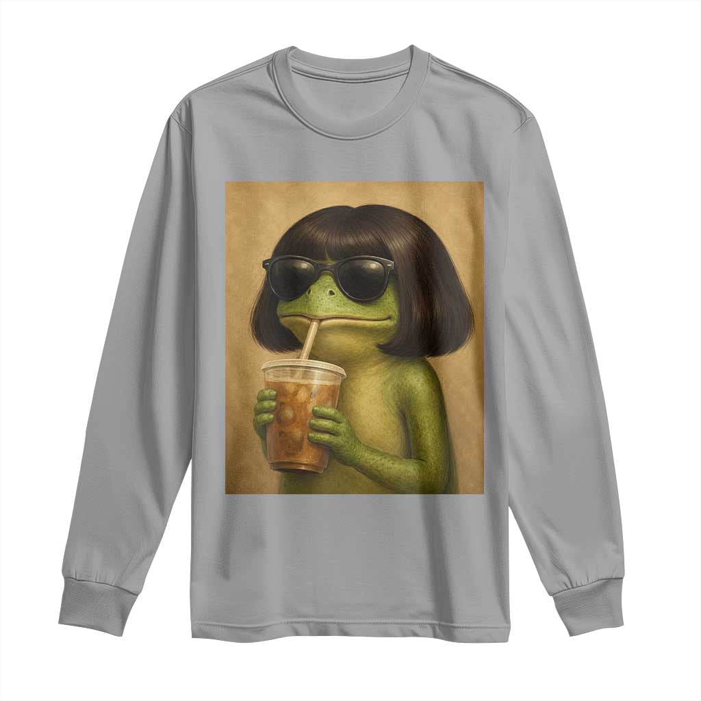 Funny Frog Bob Haircut Renaissance Painting Meme Long Sleeve Shirt TS02 Sport Gray Print Your Wear