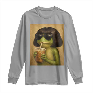 Funny Frog Bob Haircut Renaissance Painting Meme Long Sleeve Shirt TS02 Sport Gray Print Your Wear