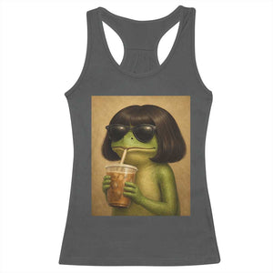 Funny Frog Bob Haircut Renaissance Painting Meme Racerback Tank Top TS02 Dark Heather Print Your Wear