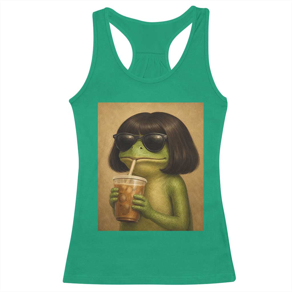Funny Frog Bob Haircut Renaissance Painting Meme Racerback Tank Top TS02 Irish Green Print Your Wear