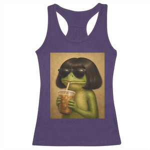 Funny Frog Bob Haircut Renaissance Painting Meme Racerback Tank Top TS02 Purple Print Your Wear