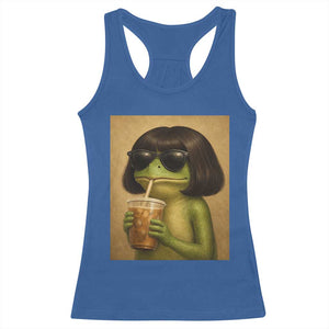 Funny Frog Bob Haircut Renaissance Painting Meme Racerback Tank Top TS02 Royal Blue Print Your Wear