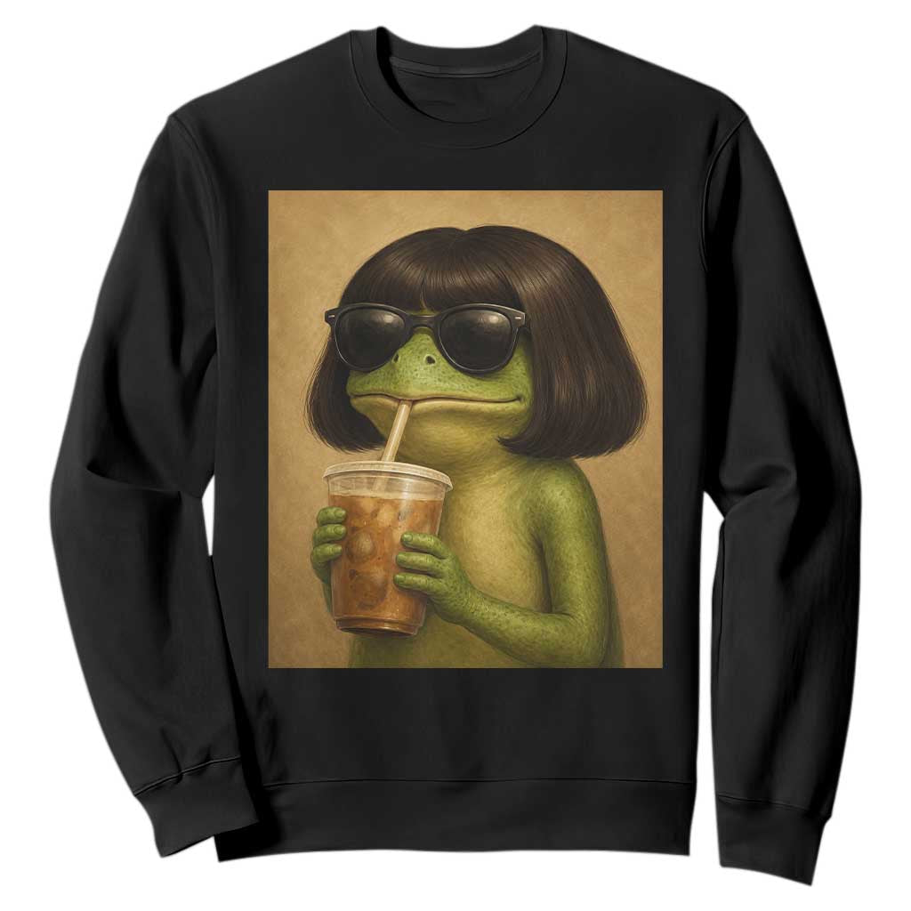 Funny Frog Bob Haircut Renaissance Painting Meme Sweatshirt TS02 Black Print Your Wear
