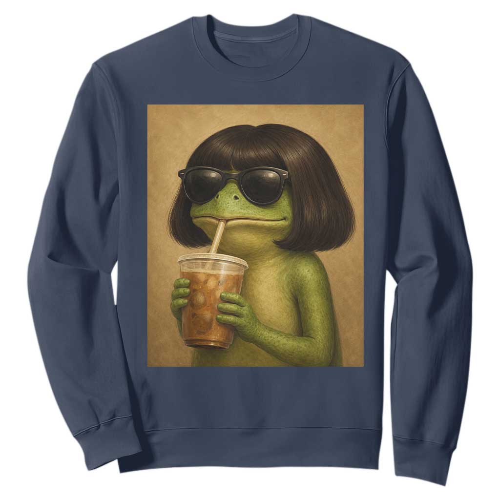 Funny Frog Bob Haircut Renaissance Painting Meme Sweatshirt TS02 Navy Print Your Wear