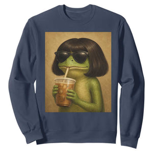 Funny Frog Bob Haircut Renaissance Painting Meme Sweatshirt TS02 Navy Print Your Wear