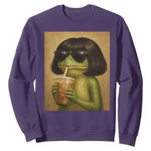 Funny Frog Bob Haircut Renaissance Painting Meme Sweatshirt TS02 Purple Print Your Wear