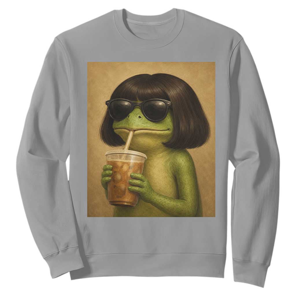 Funny Frog Bob Haircut Renaissance Painting Meme Sweatshirt TS02 Sport Gray Print Your Wear