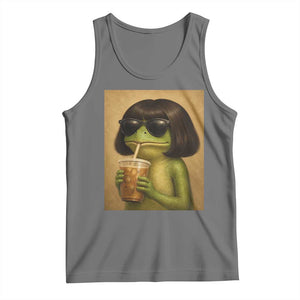 Funny Frog Bob Haircut Renaissance Painting Meme Tank Top TS02 Black Heather Print Your Wear