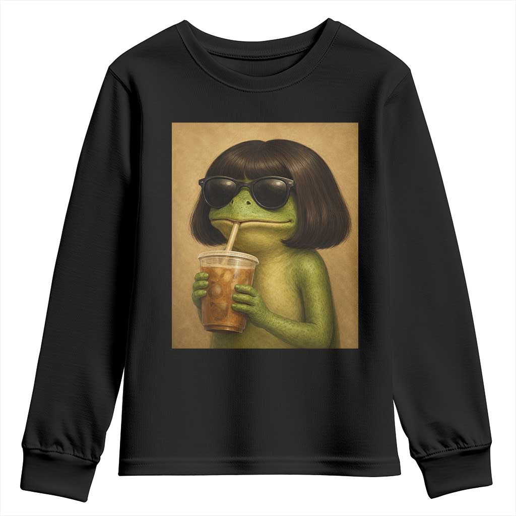 Funny Frog Bob Haircut Renaissance Painting Meme Youth Sweatshirt TS02 Black Print Your Wear