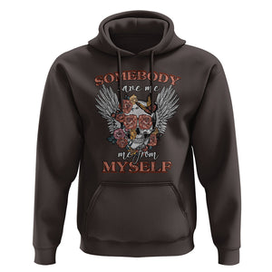 Western Skull Hoodie Somebody Save Me From Myself Country Music Western Retro TS02 Dark Chocolate Printyourwear