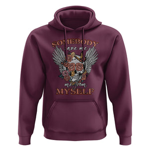 Western Skull Hoodie Somebody Save Me From Myself Country Music Western Retro TS02 Maroon Printyourwear