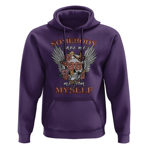 Western Skull Hoodie Somebody Save Me From Myself Country Music Western Retro TS02 Purple Printyourwear