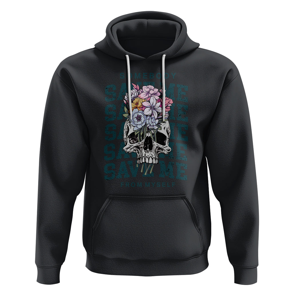 Retro Western Skull Hoodie Somebody Save Me From Myself Country Music TS02 Black Printyourwear