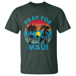 Pray For Maui Maui Strong Hawaii Strong Retro T Shirt TS02 Dark Forest Green Printyourwear