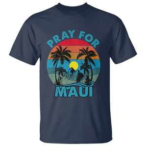 Pray For Maui Maui Strong Hawaii Strong Retro T Shirt TS02 Navy Printyourwear