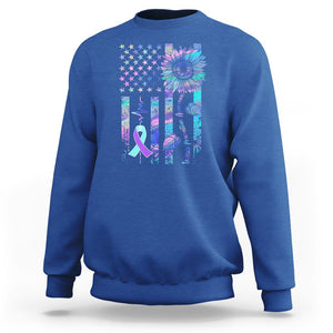 Suicide Prevention Awareness Sweatshirt Support Squad Teal And Purple American Flag Sunflower TS02 Royal Blue Printyourwear