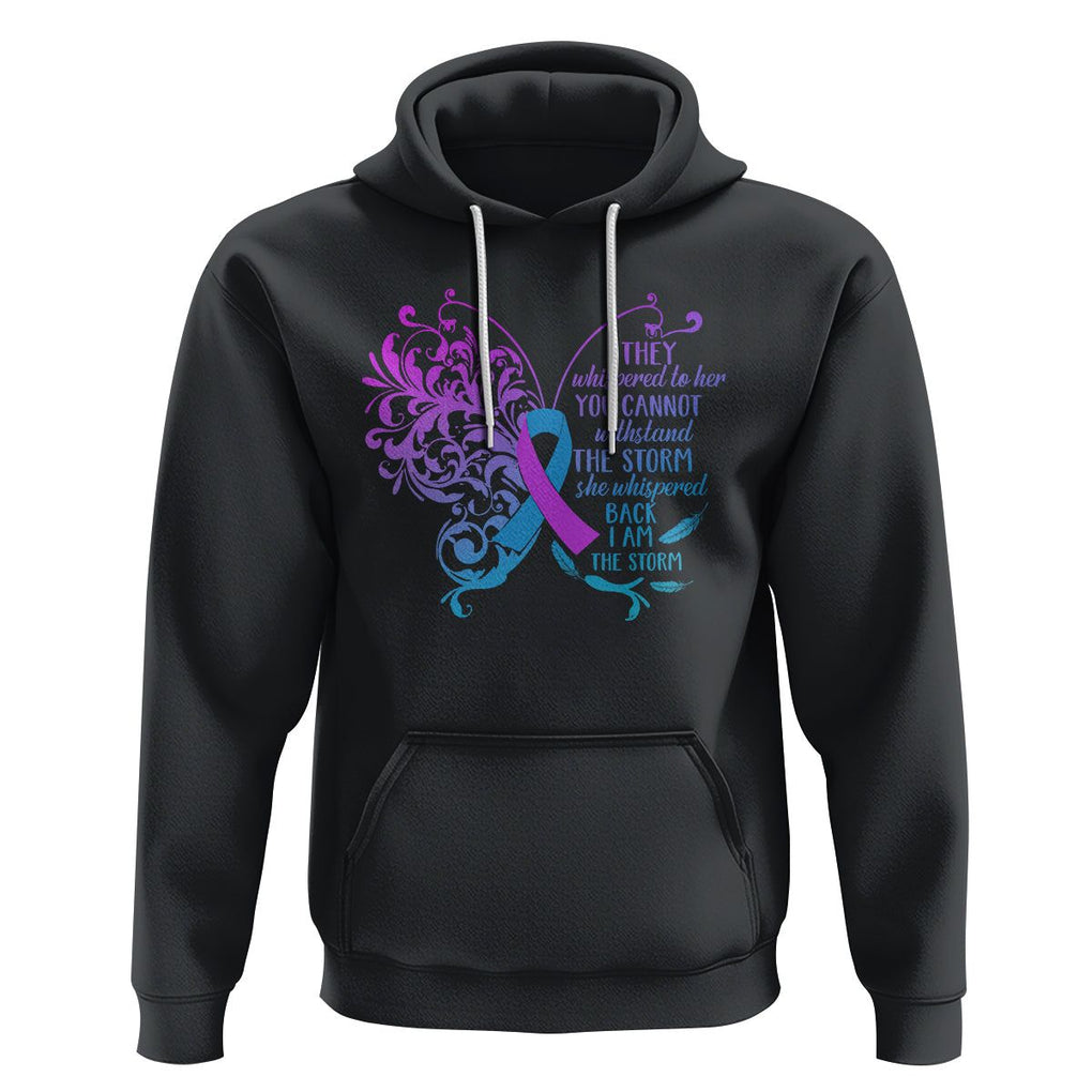 Suicide Prevention Awareness Hoodie She Whispered Back I Am The Storm Suicide Prevention Warrior TS02 Black Printyourwear