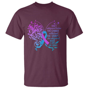 Suicide Prevention Awareness T Shirt She Whispered Back I Am The Storm Suicide Prevention Warrior TS02 Maroon Printyourwear