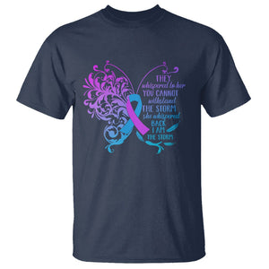 Suicide Prevention Awareness T Shirt She Whispered Back I Am The Storm Suicide Prevention Warrior TS02 Navy Printyourwear