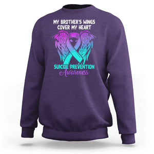 Suicide Prevention Awareness Sweatshirt Suicide Awareness Support My Brother's Wings Cover My Heart TS02 Purple Printyourwear