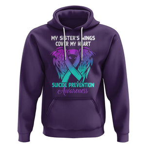 Suicide Prevention Awareness Hoodie Suicide Awareness Support My Sister's Wings Cover My Heart TS02 Purple Printyourwear