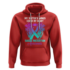 Suicide Prevention Awareness Hoodie Suicide Awareness Support My Sister's Wings Cover My Heart TS02 Red Printyourwear