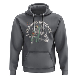 Reading Skeleton Hoodie RIP Reading In Peace Book Lover Spooky Vibe TS02 Charcoal Printyourwear