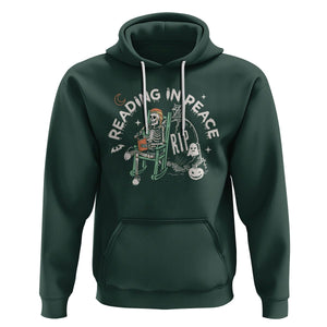 Reading Skeleton Hoodie RIP Reading In Peace Book Lover Spooky Vibe TS02 Dark Forest Green Printyourwear