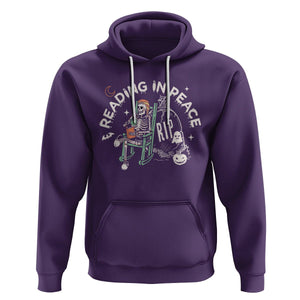 Reading Skeleton Hoodie RIP Reading In Peace Book Lover Spooky Vibe TS02 Purple Printyourwear