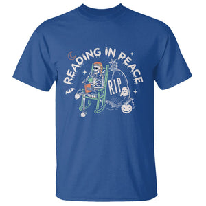Reading Skeleton T Shirt RIP Reading In Peace Book Lover Spooky Vibe TS02 Royal Blue Printyourwear