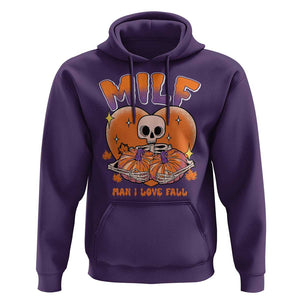 Fall Vibes Hoodie MILF Man I Love Fall Funny Spooky Skeleton Pumpkin Halloween TS02 Purple Print Your Wear