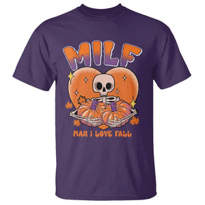 Fall Vibes T Shirt MILF Man I Love Fall Funny Spooky Skeleton Pumpkin Halloween TS02 Purple Print Your Wear