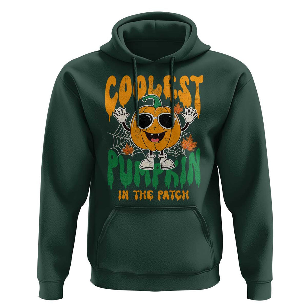 Fall Pumpkin Hoodie Coolest Pumpkin In The Patch Autumn Halloween Spooky Season TS02 Dark Forest Green Print Your Wear