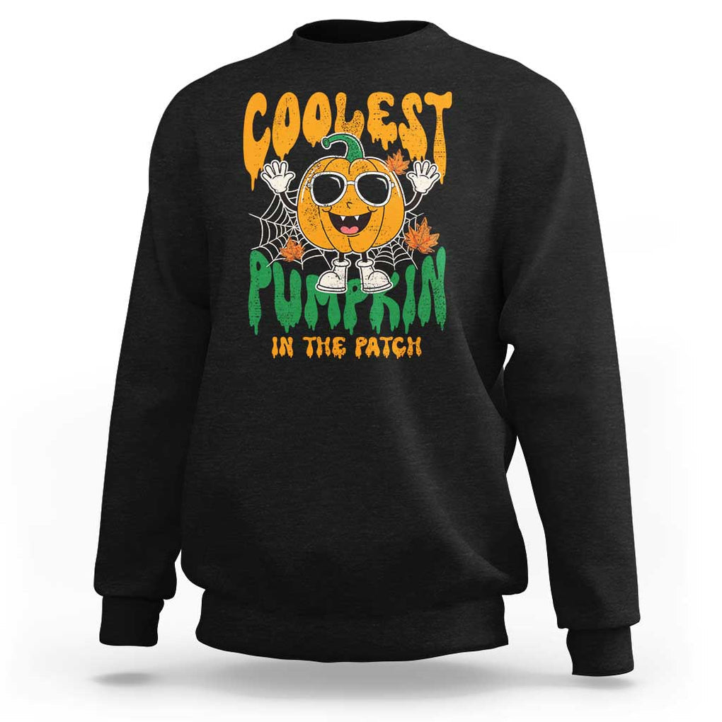 Fall Pumpkin Sweatshirt Coolest Pumpkin In The Patch Autumn Halloween Spooky Season TS02 Black Print Your Wear