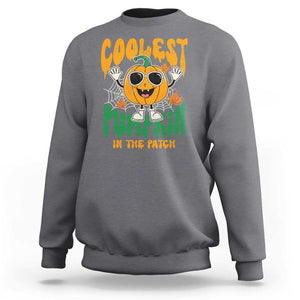 Fall Pumpkin Sweatshirt Coolest Pumpkin In The Patch Autumn Halloween Spooky Season TS02 Charcoal Print Your Wear