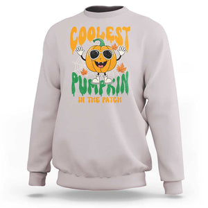 Fall Pumpkin Sweatshirt Coolest Pumpkin In The Patch Autumn Halloween Spooky Season TS02 Ice Gray Print Your Wear