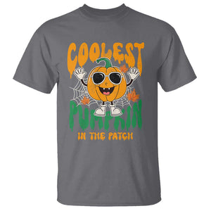 Fall Pumpkin T Shirt Coolest Pumpkin In The Patch Autumn Halloween Spooky Season TS02 Charcoal Print Your Wear