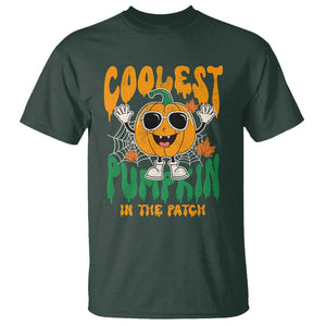 Fall Pumpkin T Shirt Coolest Pumpkin In The Patch Autumn Halloween Spooky Season TS02 Dark Forest Green Print Your Wear