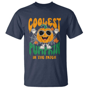 Fall Pumpkin T Shirt Coolest Pumpkin In The Patch Autumn Halloween Spooky Season TS02 Navy Print Your Wear