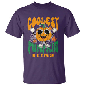 Fall Pumpkin T Shirt Coolest Pumpkin In The Patch Autumn Halloween Spooky Season TS02 Purple Print Your Wear