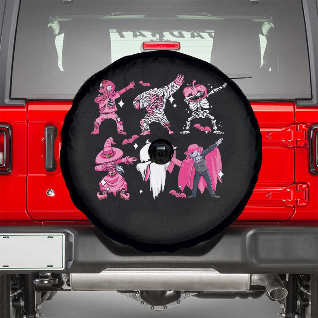 Pink Halloween Breast Cancer Spare Tire Cover Dabbing Skeleton Zombie TS02 Black Print Your Wear