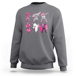 Halloween Breast Cancer Sweatshirt Dabbing Skeleton Zombie Pink Ribbon TS02 Charcoal Print Your Wear