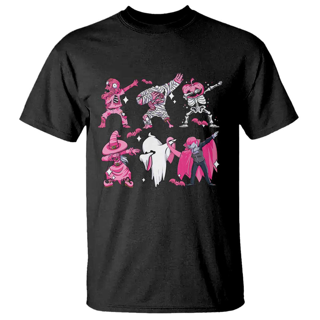 Halloween Breast Cancer T Shirt Dabbing Skeleton Zombie Pink Ribbon TS02 Black Print Your Wear