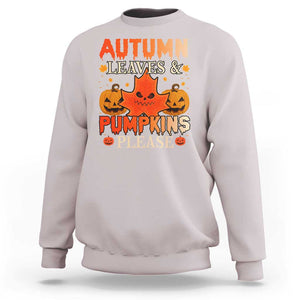 Fall Vibes Sweatshirt Autumn Leaves And Pumpkin Please Scary Pumpkin Halloween TS02 Ice Gray Print Your Wear