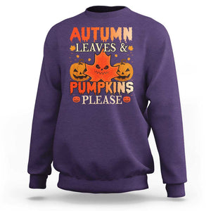 Fall Vibes Sweatshirt Autumn Leaves And Pumpkin Please Scary Pumpkin Halloween TS02 Purple Print Your Wear