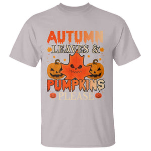 Fall Vibes T Shirt Autumn Leaves And Pumpkin Please Scary Pumpkin Halloween TS02 Ice Gray Print Your Wear