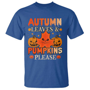 Fall Vibes T Shirt Autumn Leaves And Pumpkin Please Scary Pumpkin Halloween TS02 Royal Blue Print Your Wear