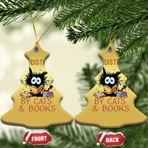 Cat and Book Lover Christmas Ornament Easily Distracted By Cats And Books Funny Black Cat Meme TS02 Christmas Tree Gold Print Your Wear